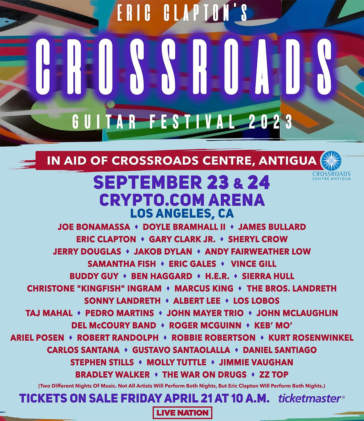 Eric Clapton's Crossroads Guitar Festival Tickets 24th September